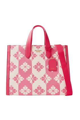 Spade Flower Two-Tone Canvas Large Manhattan Tote Bag